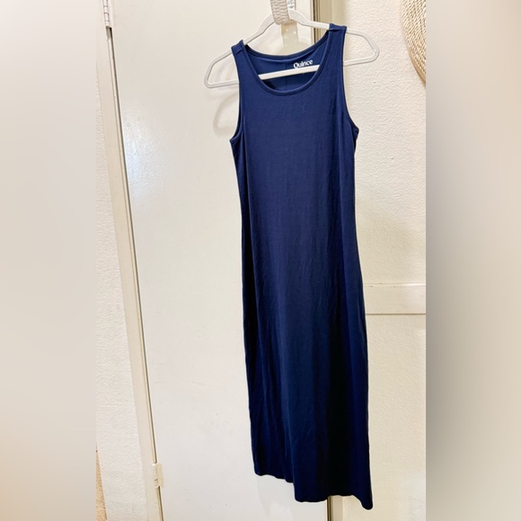 Quince Tencel baby blue ribbed midi tank dress large - Picture 2 of 9
